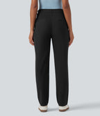 Mid Rise Tapered Casual Chino Cotton Trousers with Pockets — Black — view 3