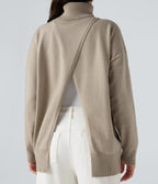 High Neck Long Sleeve Work Jumper-Front and Back Wearable — Cement — view 8