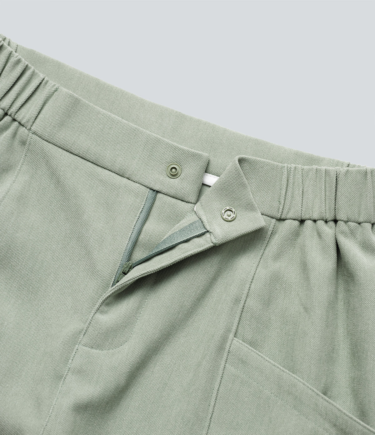 High-waisted Casual Barrel Leg Trousers with Pockets — Frosty Green — view 7