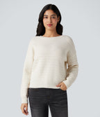 Long Sleeve Tie Back Work Jumper — White Alyssum — view 2