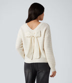 Long Sleeve Tie Back Work Jumper — White Alyssum — view 1
