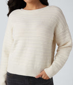 Long Sleeve Tie Back Work Jumper — White Alyssum — view 4