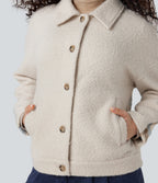 Lapel Long Sleeve Casual Sherpa Jacket — Desert and Stone — view 5