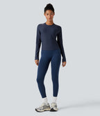 Round Neck Reglan Long Sleeve Contrast Mesh Yoga Sports Top — Spellbound — view 7