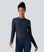 Round Neck Reglan Long Sleeve Contrast Mesh Yoga Sports Top — Spellbound — view 4