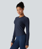 Round Neck Reglan Long Sleeve Contrast Mesh Yoga Sports Top — Spellbound — view 2
