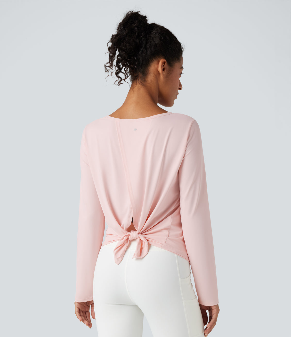 Scoop Neck Long Sleeve Split Relaxed Yoga Sports Top — Mauve Morn — view 7