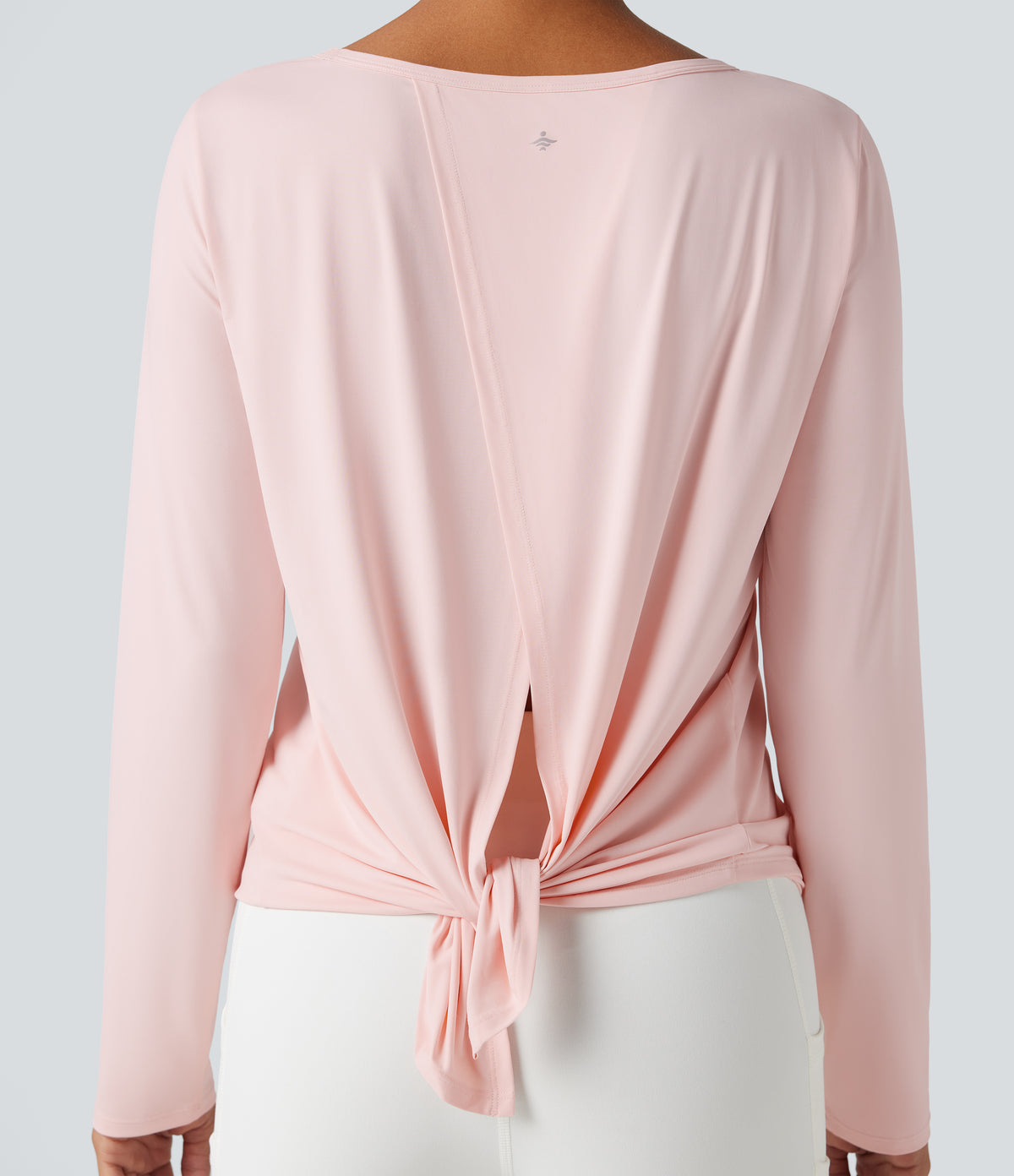 Scoop Neck Long Sleeve Split Relaxed Yoga Sports Top — Mauve Morn — view 6