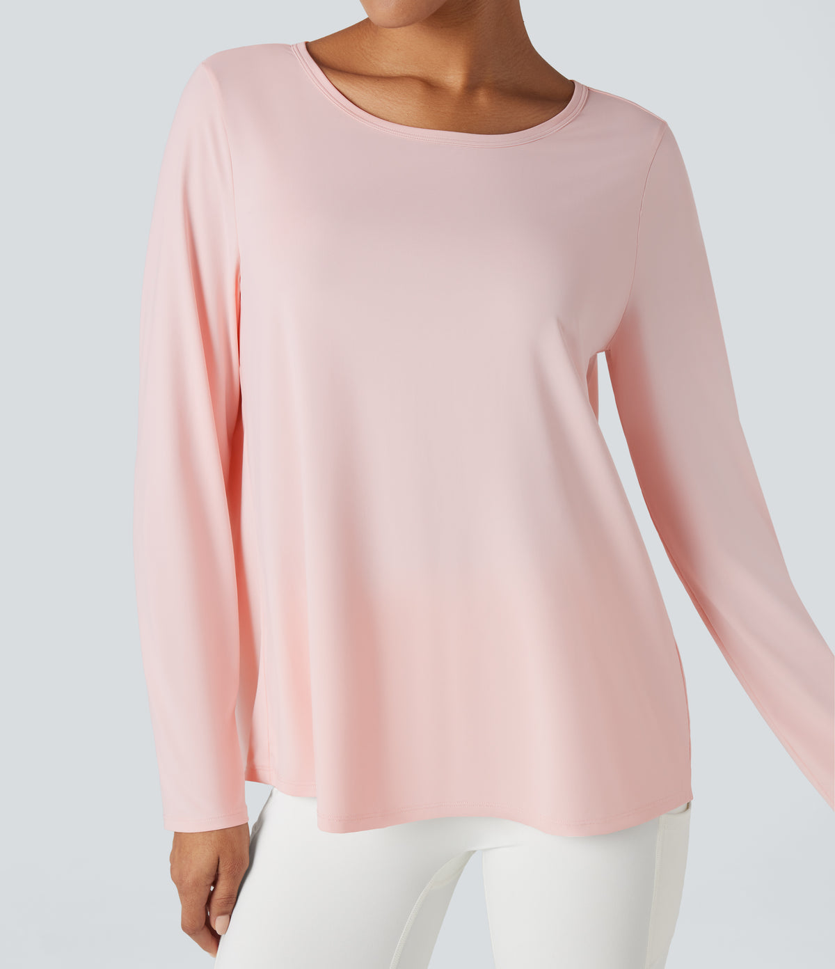 Scoop Neck Long Sleeve Split Relaxed Yoga Sports Top — Mauve Morn — view 5