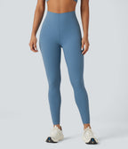 V-Shaped High Waisted Tummy Control Training 7/8 Leggings — Blue Heaven — view 3