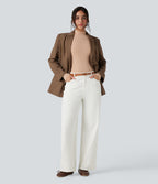 High Stretch Skin Friendly Mock-neck Long Sleeve Skinny Casual Bodysuit — Maple Sugar — view 7