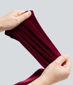 High Waisted Velvet Casual Baggy Lounge Trousers with Pockets — Sangria — view 6
