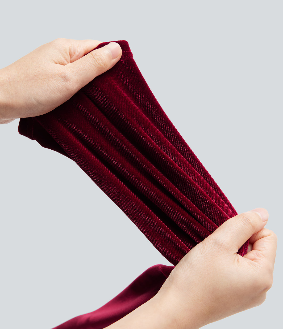 High Waisted Velvet Casual Baggy Lounge Trousers with Pockets — Sangria — view 6