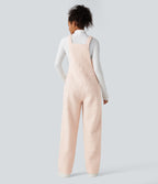 V Neck Casual Teddy Dungarees with Pockets — Powder Puff — view 2
