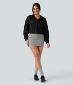 Hooded Long Sleeve Relaxed Casual Sweatshirt — Black — view 7