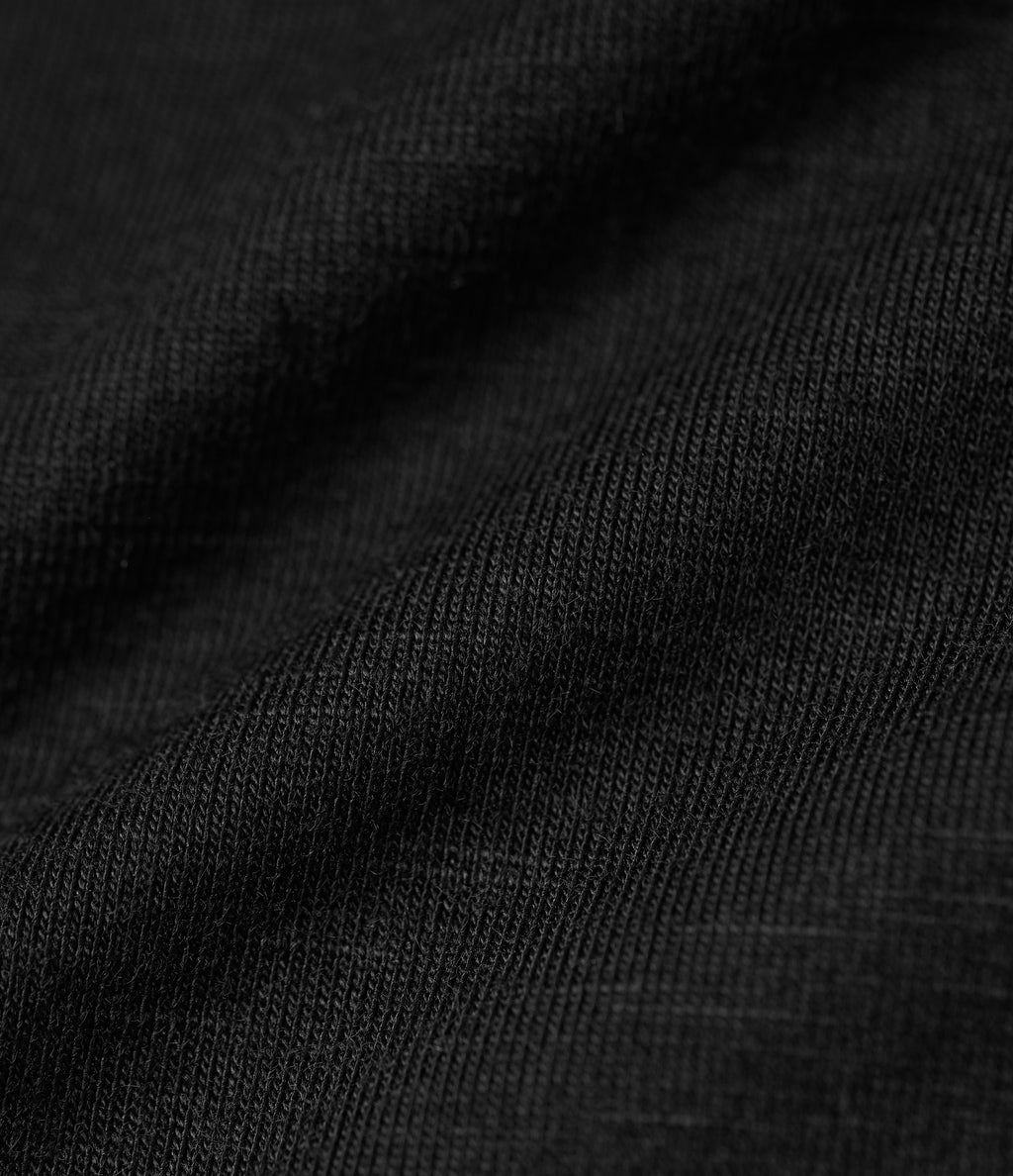 Round Neck Short Sleeve Casual Top with Pocket — Black — view 8