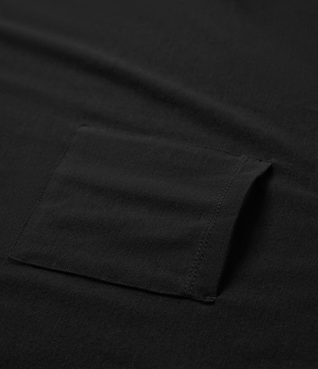 Round Neck Short Sleeve Casual Top with Pocket — Black — view 7