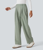 Mid Rise Casual Trousers with Pockets — Frosty Green — view 1