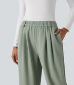 Mid Rise Casual Trousers with Pockets — Frosty Green — view 5