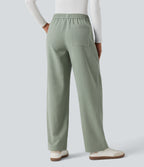 Mid Rise Casual Trousers with Pockets — Frosty Green — view 2