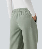 Mid Rise Casual Trousers with Pockets — Frosty Green — view 4