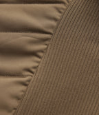 High-neck Contrast Ribbed Slim Casual Quilted Jacket with Pockets — Chestnut Brown — view 8