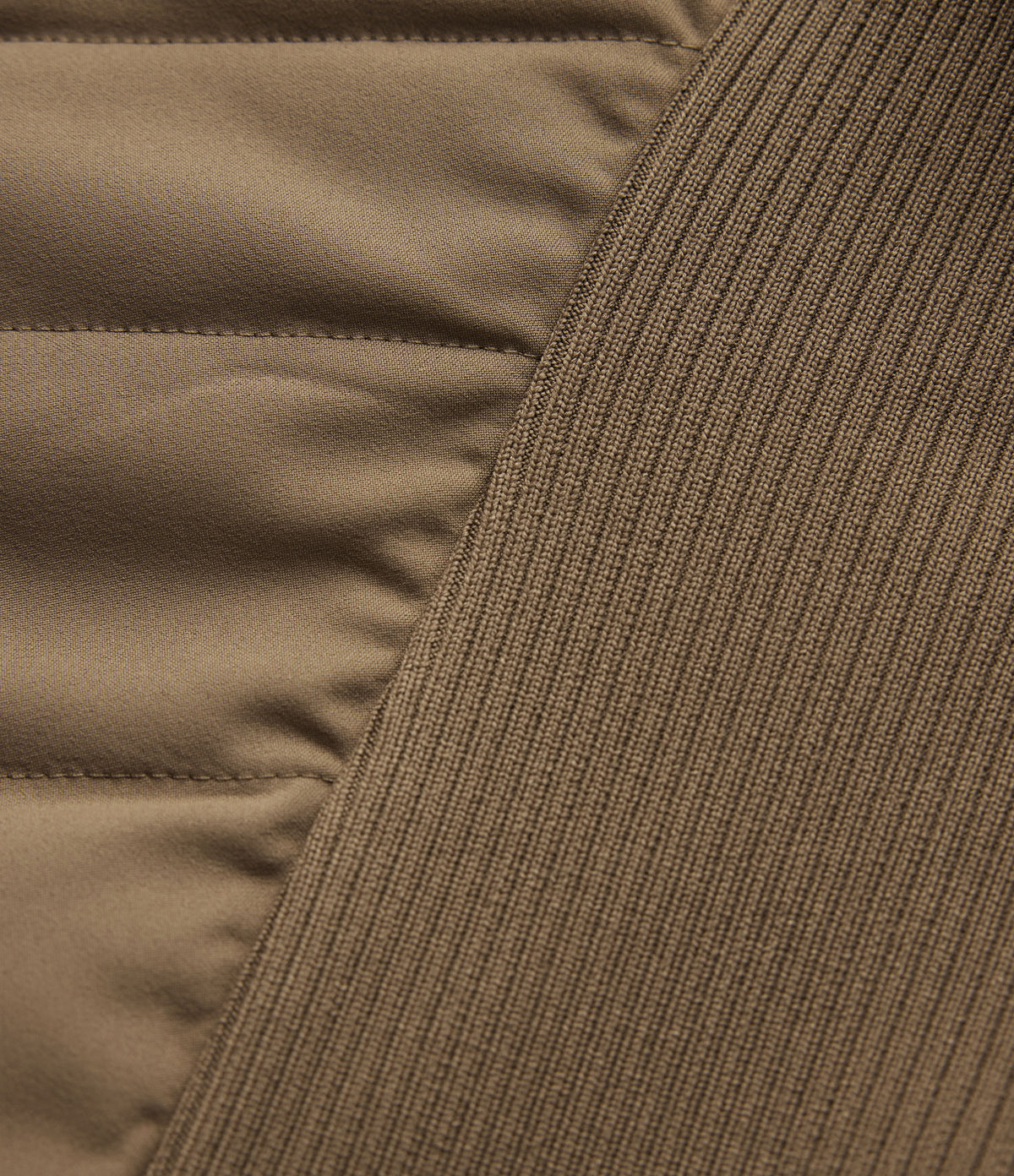 High-neck Contrast Ribbed Slim Casual Quilted Jacket with Pockets — Chestnut Brown — view 8