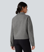 Long Sleeve Zipper Fleece Casual Jacket with Pockets — Charcoal Grey — view 2