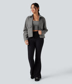 Long Sleeve Zipper Fleece Casual Jacket with Pockets — Charcoal Grey — view 6