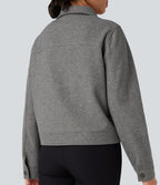 Long Sleeve Zipper Fleece Casual Jacket with Pockets — Charcoal Grey — view 5
