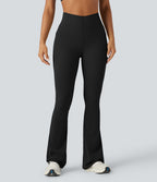 High Waisted Tummy Control Bootcut Training Leggings with Pockets — Black — view 1