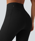 High Waisted Tummy Control Bootcut Training Leggings with Pockets — Black — view 5