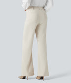 High Waisted Work Flare Trousers with Pockets — Lily White — view 2