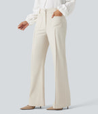 High Waisted Work Flare Trousers with Pockets — Lily White — view 3