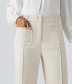 High Waisted Work Flare Trousers with Pockets — Lily White — view 4