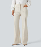 High Waisted Work Flare Trousers with Pockets — Lily White — view 1
