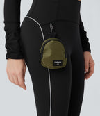 Reflective High Waisted Tummy Control Hiking Leggings with Pockets — Black — view 7