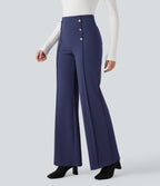 High Waisted Tummy Control Wide Leg Work Trousers — Patriot Blue — view 3