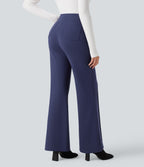 High Waisted Tummy Control Wide Leg Work Trousers — Patriot Blue — view 2