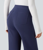 High Waisted Tummy Control Wide Leg Work Trousers — Patriot Blue — view 5