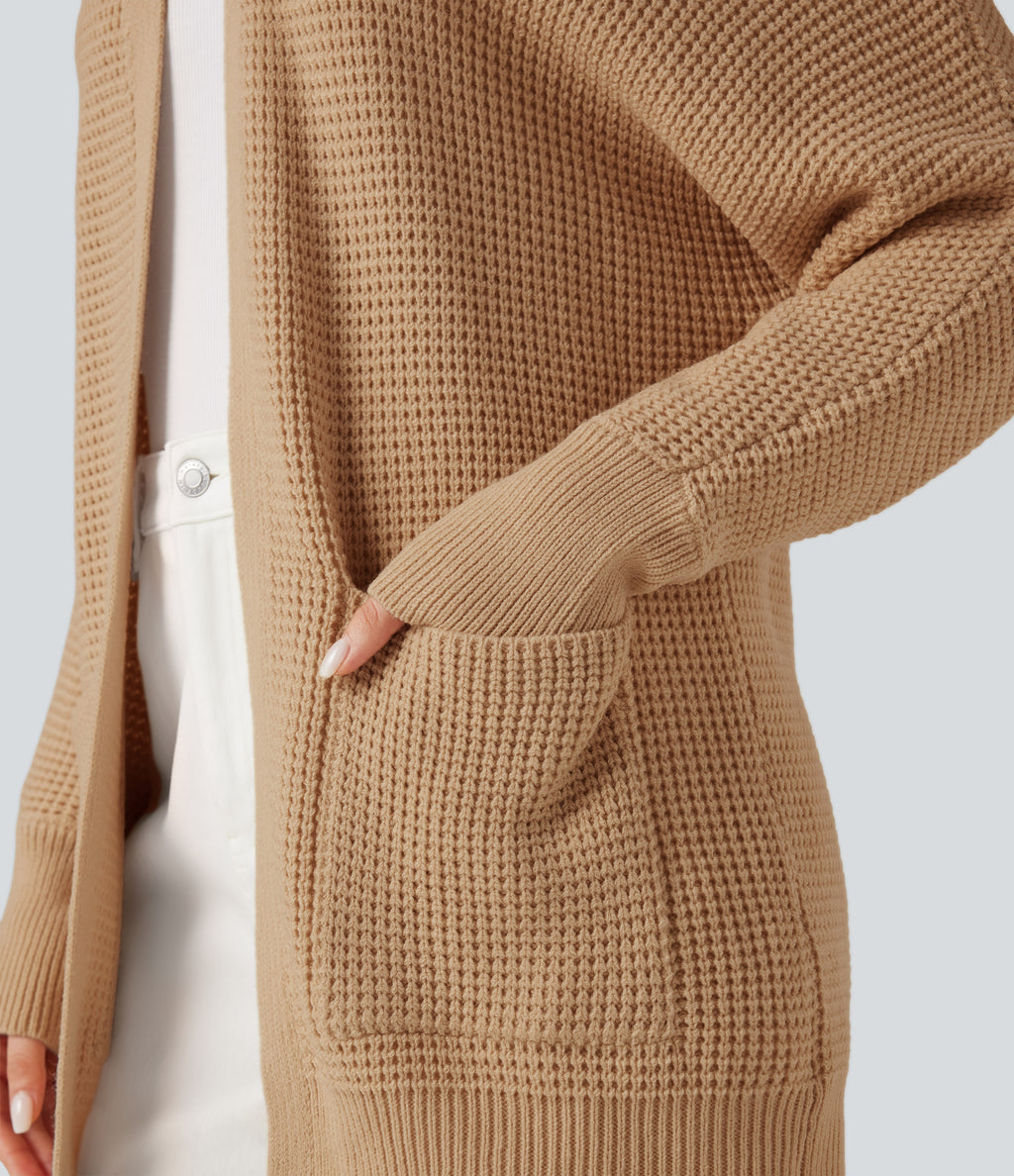 Long Sleeve Casual Cardigan with Pockets — Desert Brown — view 4