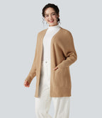 Long Sleeve Casual Cardigan with Pockets — Desert Brown — view 3