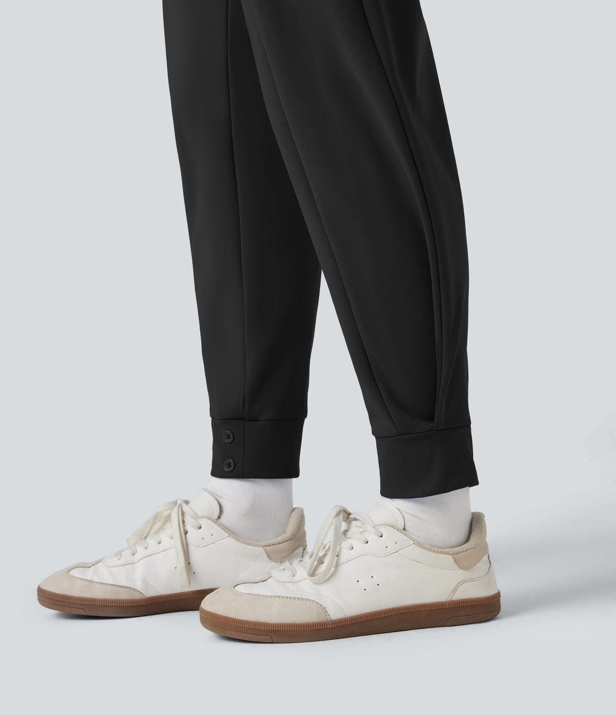 Plush Thermal Mid Rise Work Joggers with Pockets — Black — view 6
