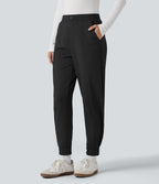 Plush Thermal Mid Rise Work Joggers with Pockets — Black — view 3