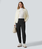 Plush Thermal Mid Rise Work Joggers with Pockets — Black — view 7