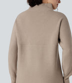 Mock-neck Long Sleeve Casual Jumper — Savannah Tan — view 5