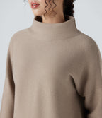Mock-neck Long Sleeve Casual Jumper — Savannah Tan — view 4