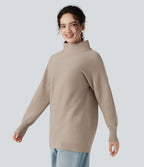 Mock-neck Long Sleeve Casual Jumper — Savannah Tan — view 1