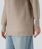 Mock-neck Long Sleeve Casual Jumper — Savannah Tan — view 6
