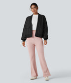 Long Sleeve Casual Oversized Cotton Sweatshirt with Pockets — Black — view 6